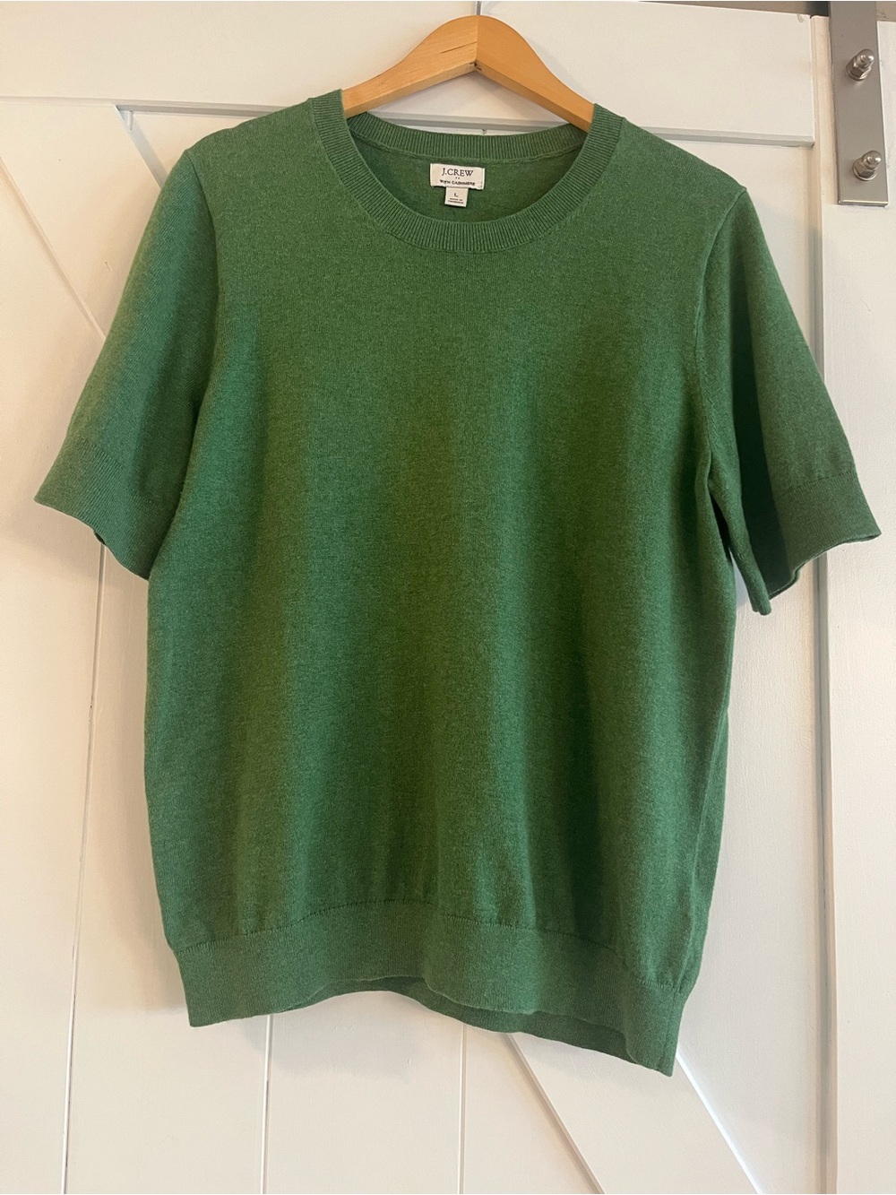 J. Crew Women’s Cashmere blend Crewneck Short-Sleeve top in Green